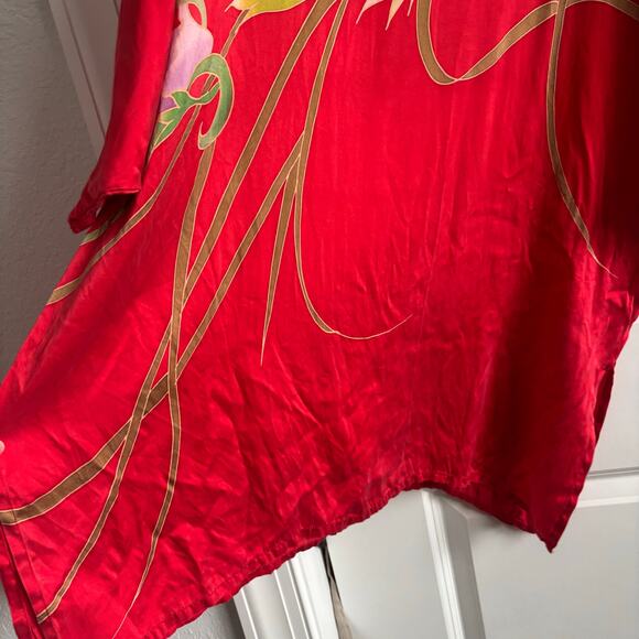 Bellmod Women’s Red Asian Inspired 100% Silk Kaftan - Picture 2 of 15